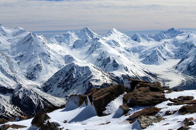 snow-covered mountain peaks