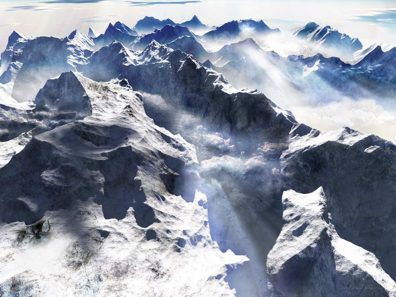 snow-covered mountain peaks