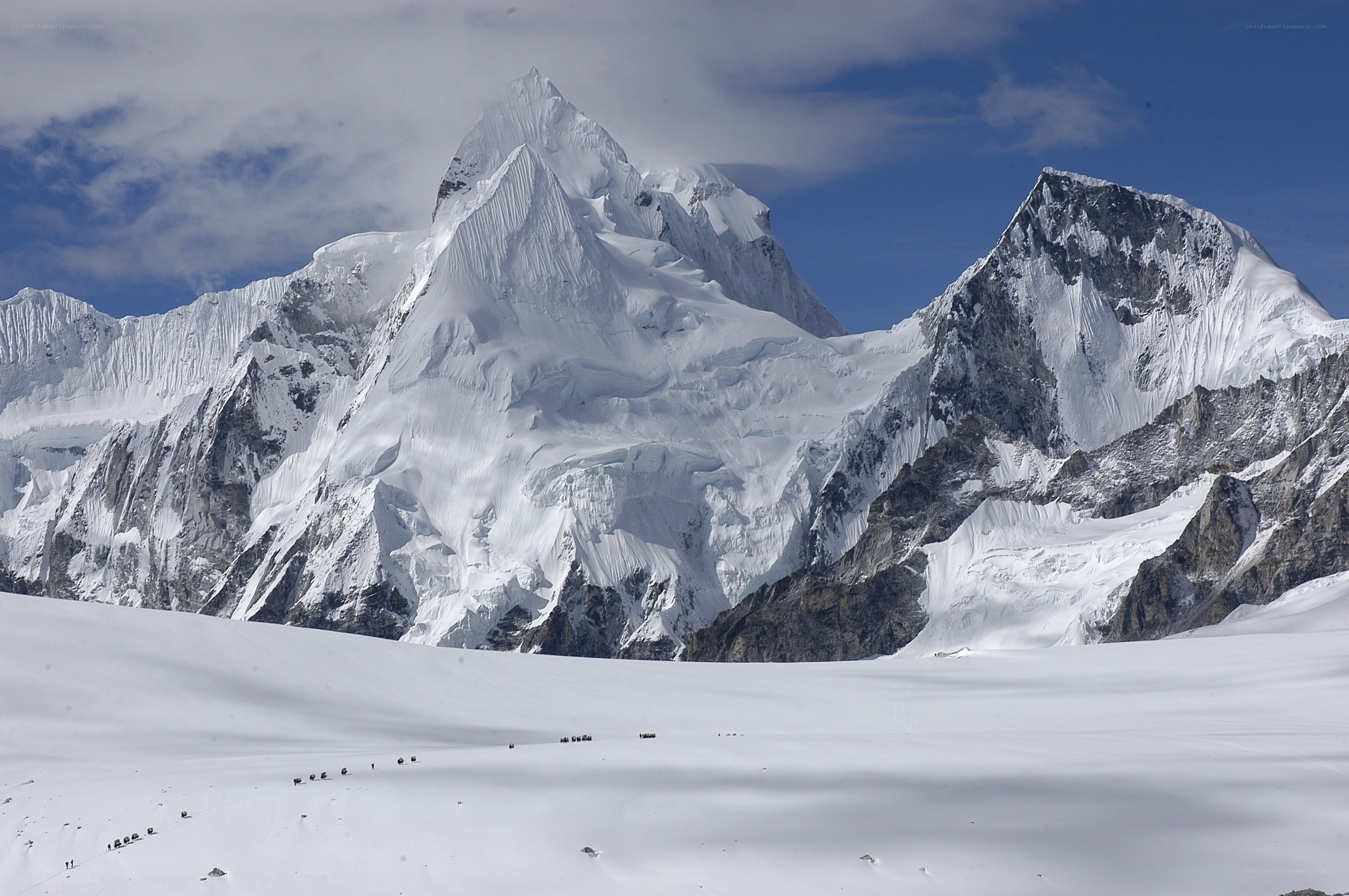 Snow-covered mountain peaks