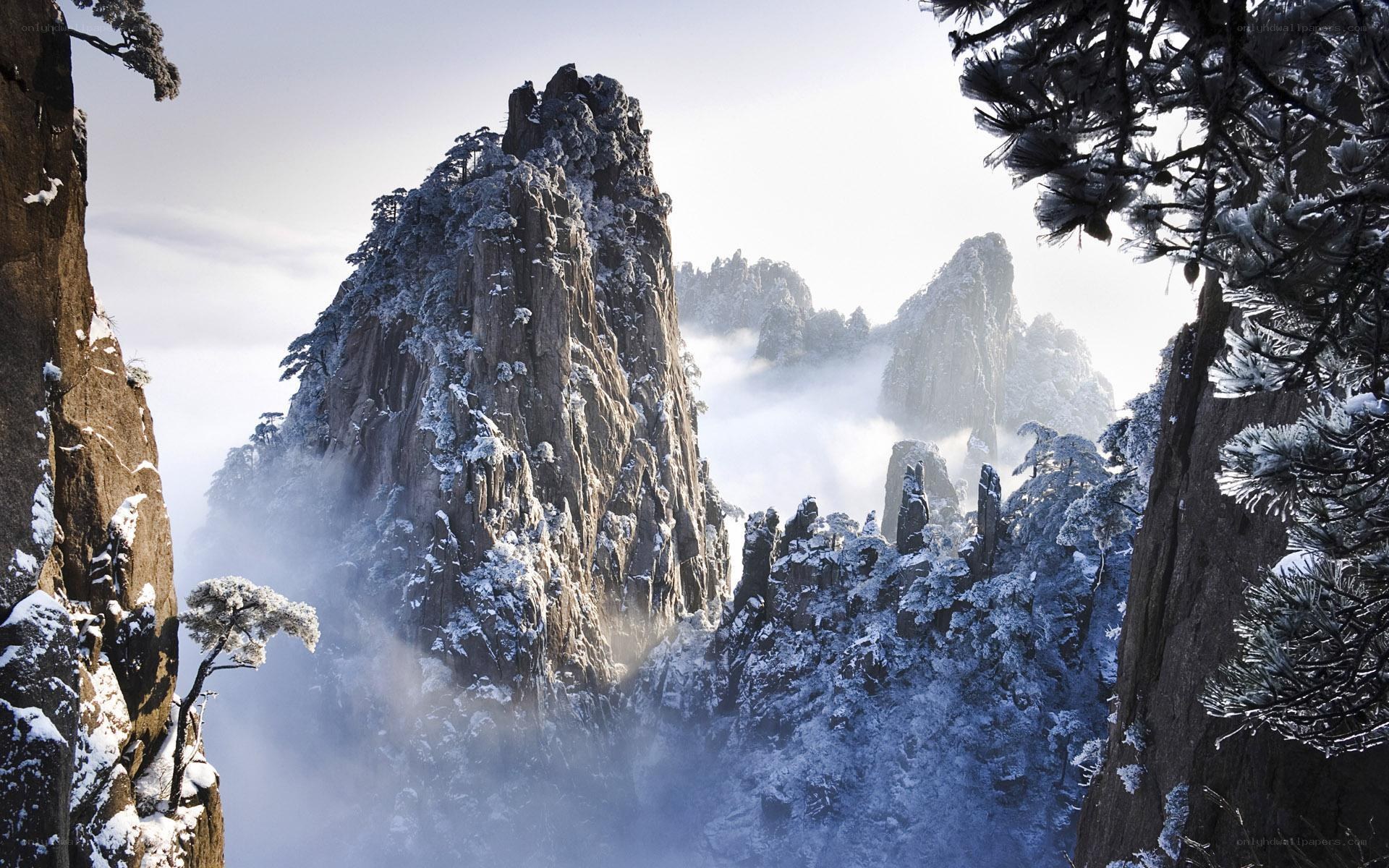 Snow-covered mountain peaks
