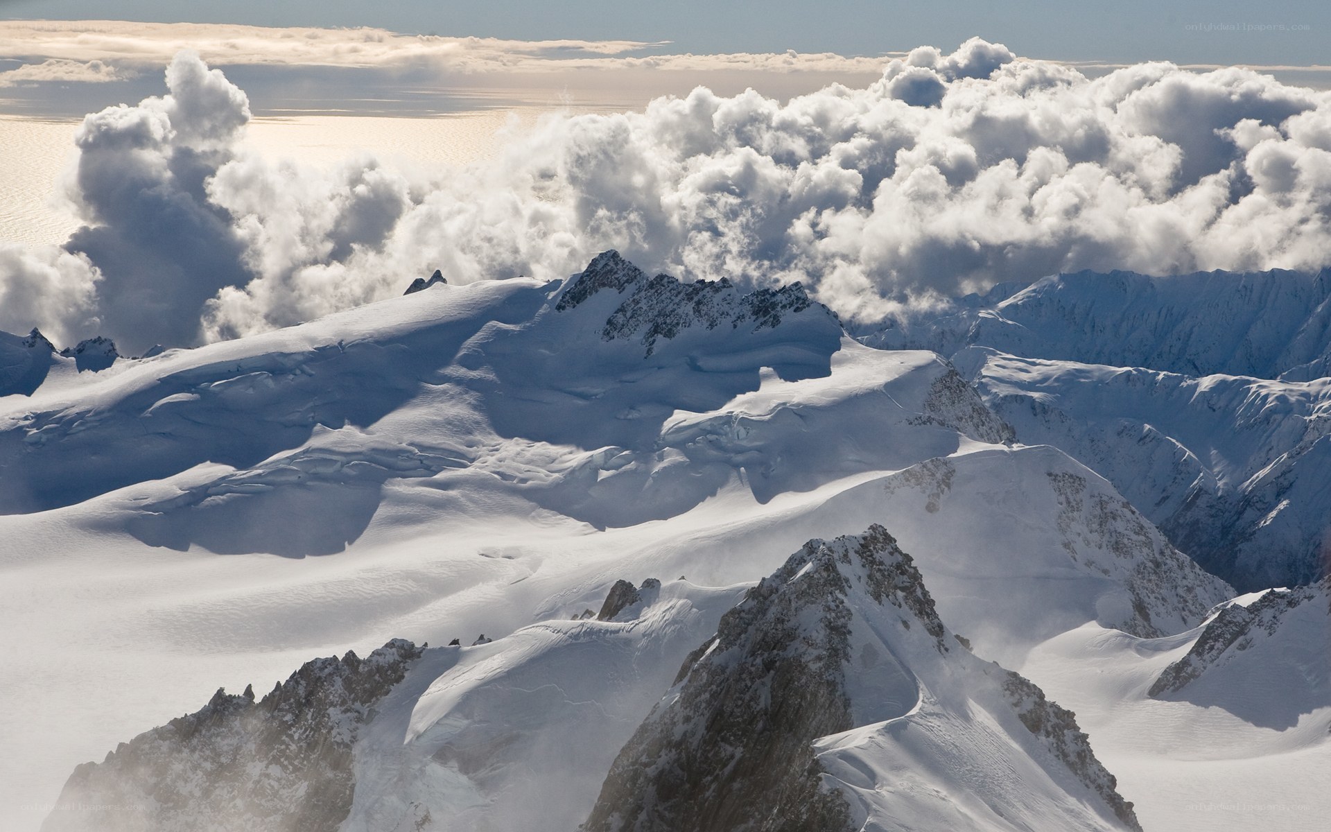 snow-covered mountain peaks
