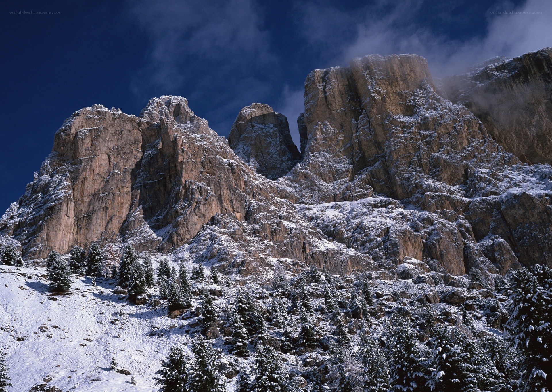 Snow-covered mountain peaks