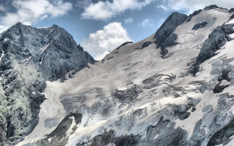 snow-covered mountain peaks