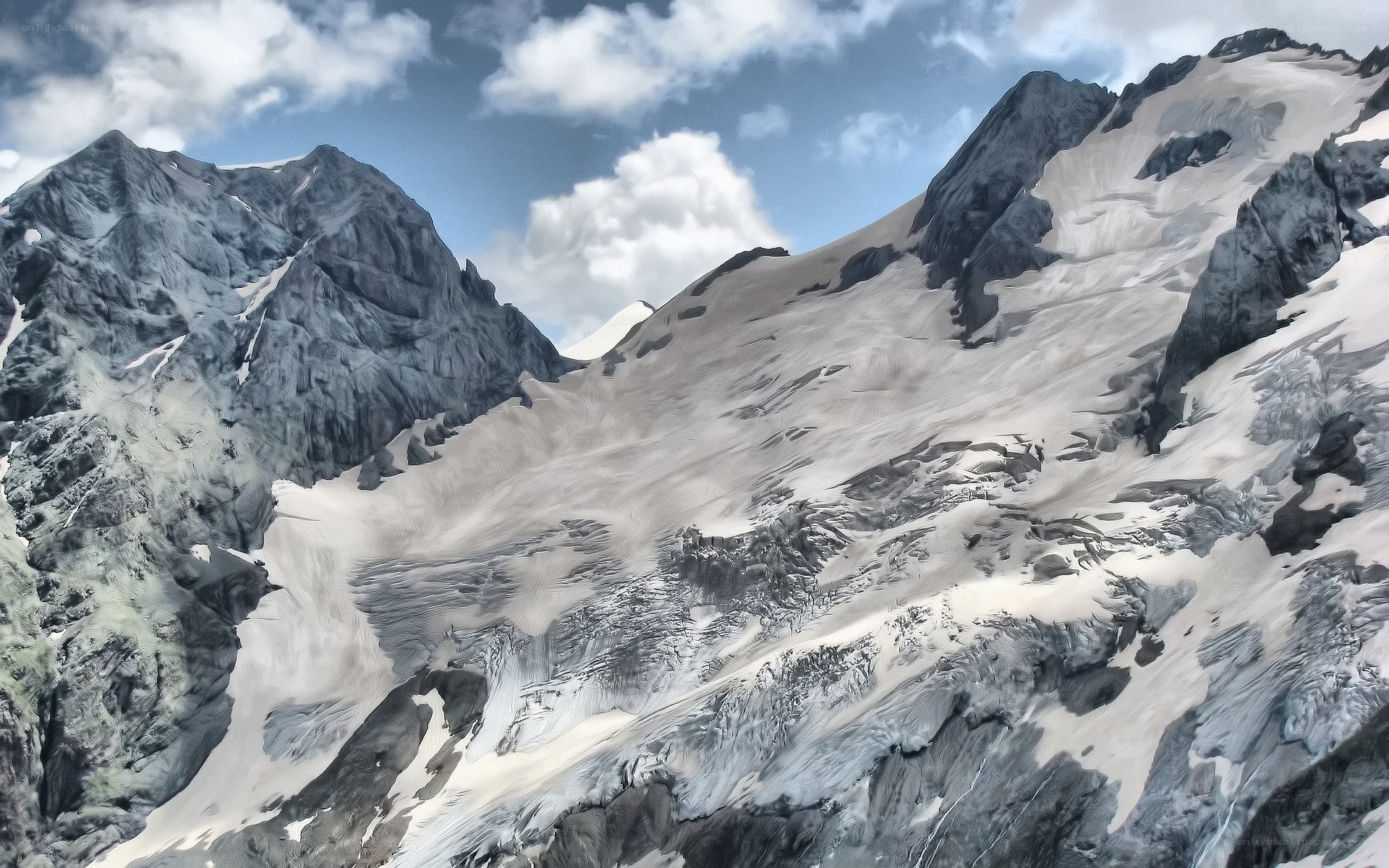 snow-covered mountain peaks