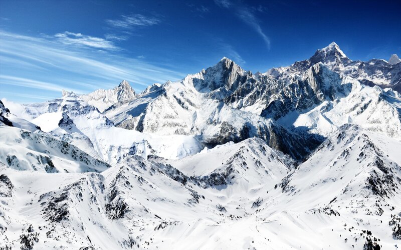 snow-covered mountain peaks