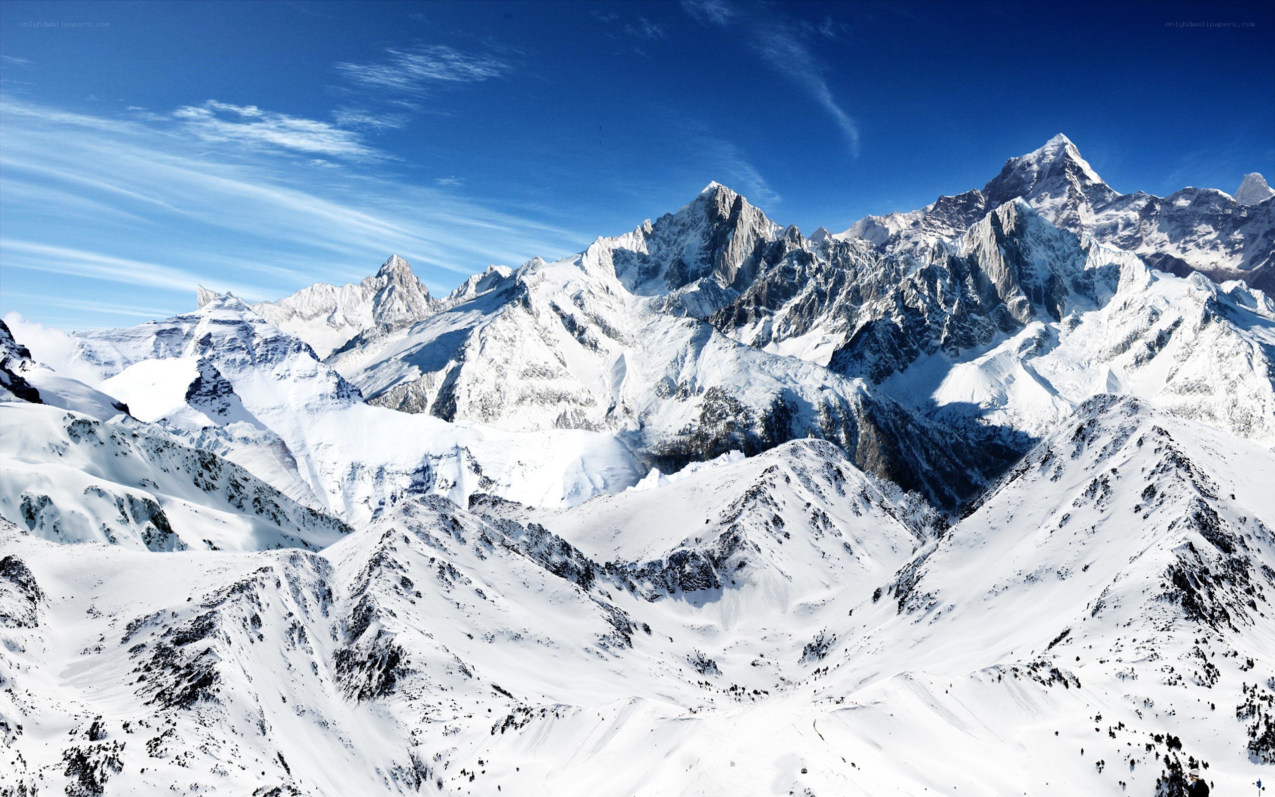 snow-covered mountain peaks