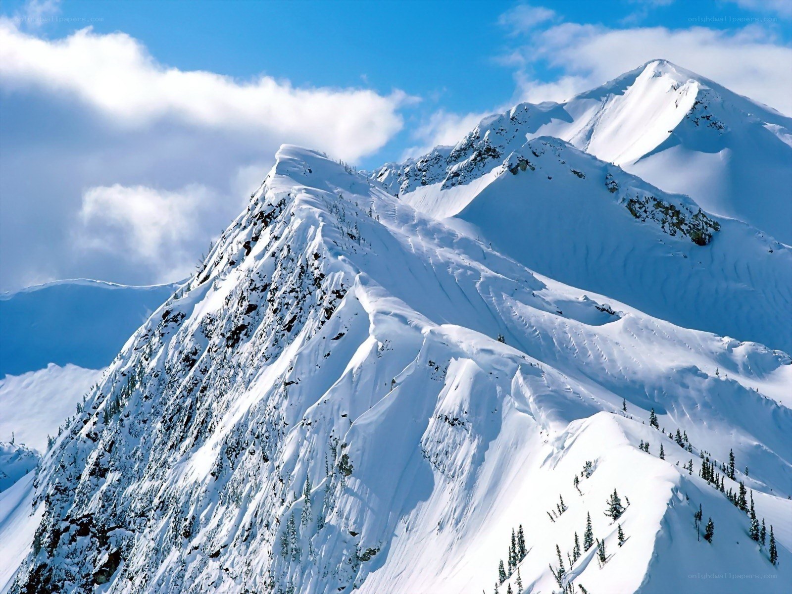 Snow-covered mountain peaks
