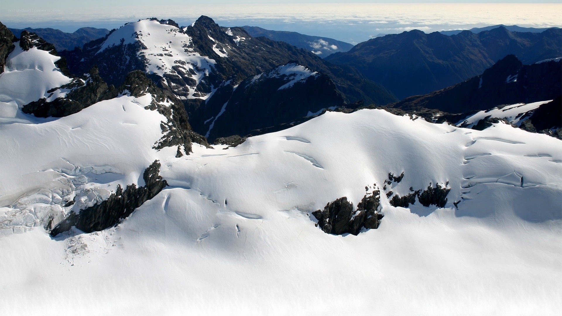 snow-covered mountain peaks