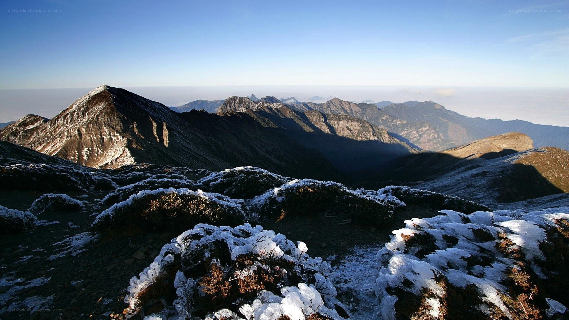 Snow-covered mountain peaks