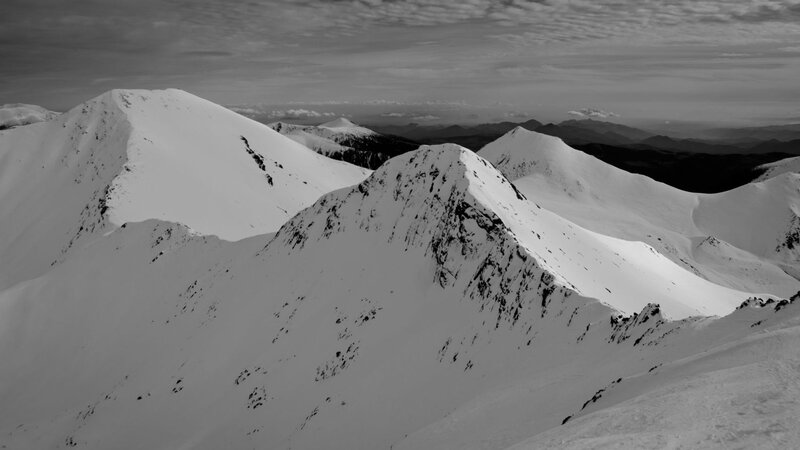 Snow-covered Mountain Peaks — Black, Dramatic, Winter, Photograph, Mountains