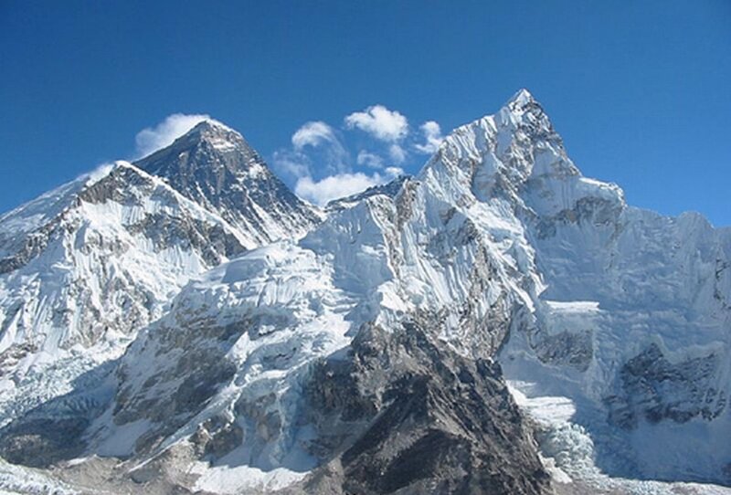 Snow-covered Mountain Peaks — Blue, Dramatic, Afternoon