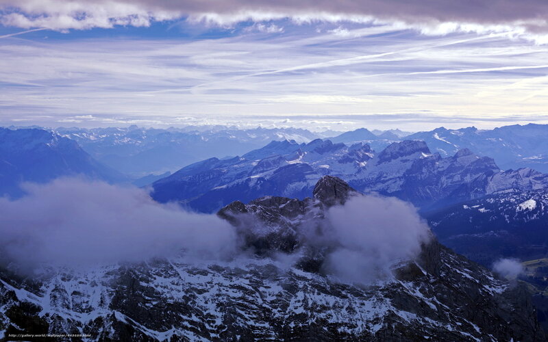 Snow-covered Mountain Peaks — Blue, Dramatic, Morning, Photograph