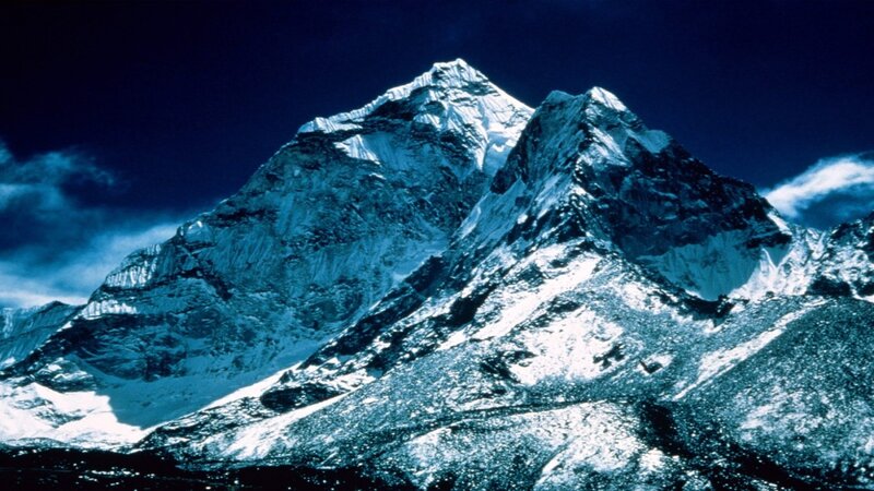 Snow-covered Mountain Peaks — Blue, Dramatic, Photograph, Mountains