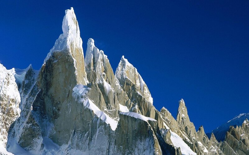 Snow-covered Mountain Peaks — Blue, Dramatic, Photograph, Snow