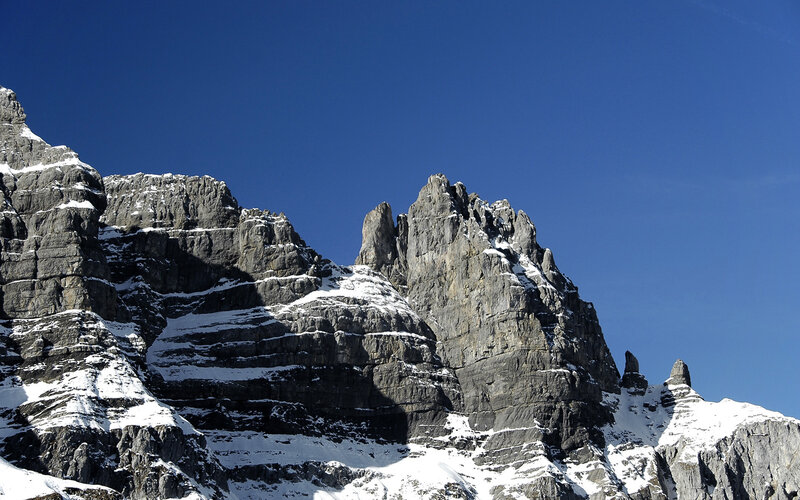 Snow-covered Mountain Peaks — Blue, Dramatic
