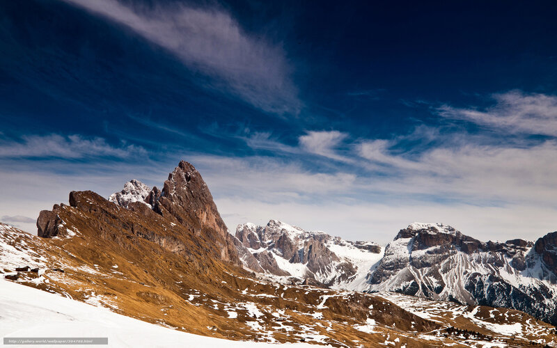 Snow-covered Mountain Peaks — Blue, Dramatic, Winter, Photograph, Mountains, Sky