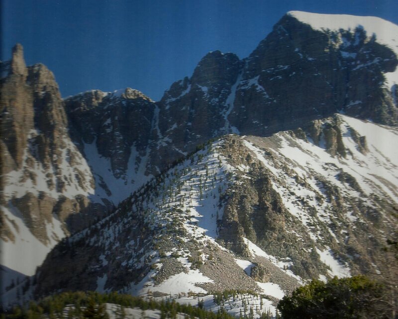 Snow-covered Mountain Peaks — Blue, Dramatic, Winter, Photograph, Mountains