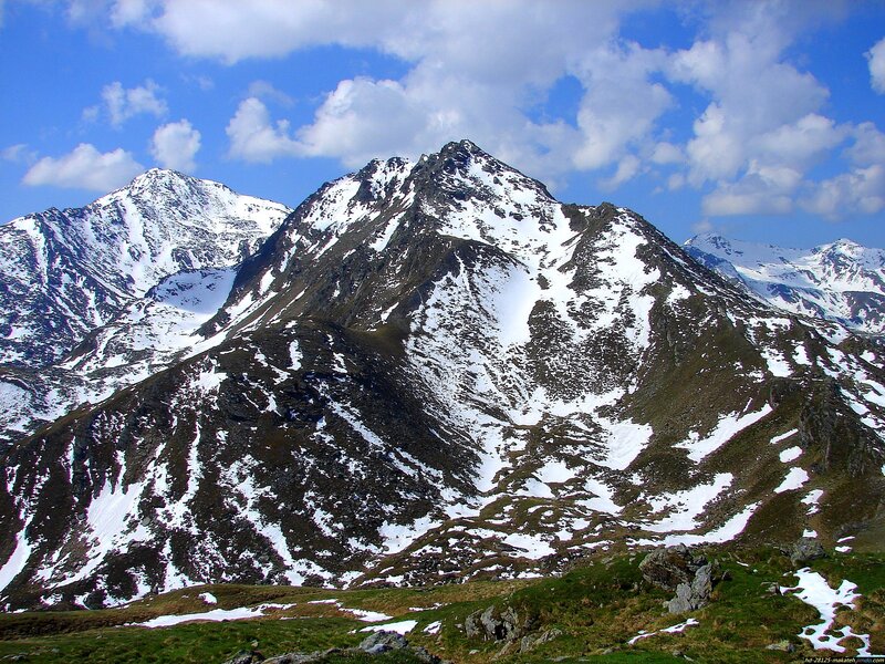 Snow-covered Mountain Peaks — Blue, Serene, Afternoon, Photograph, Mountains
