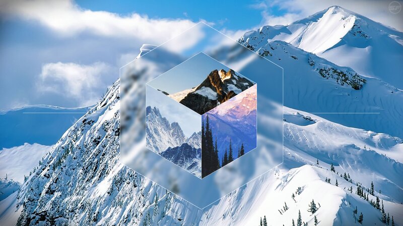 Snow-covered Mountain Peaks — Blue, Serene, Afternoon, Photograph, Mountains, Trees