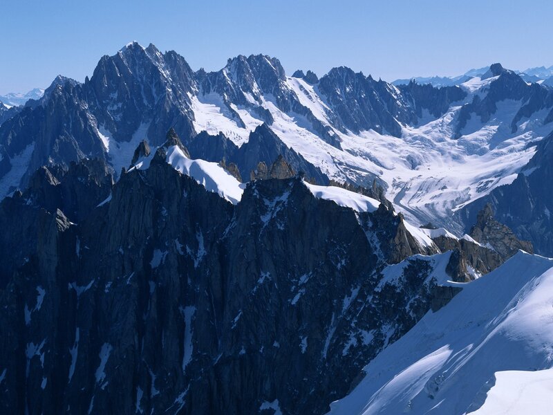 Snow-covered Mountain Peaks — Dramatic, Afternoon