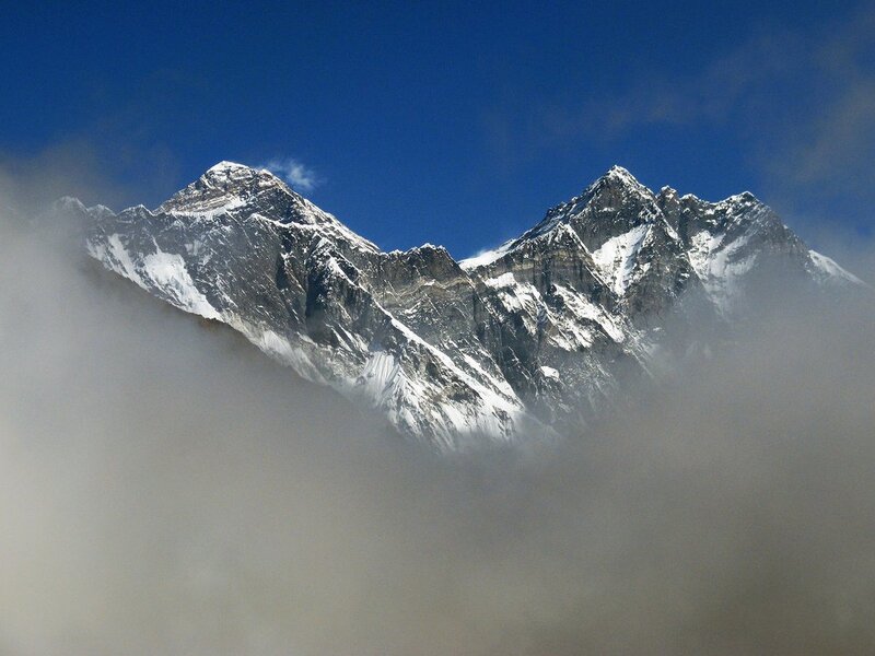Snow-covered Mountain Peaks — Dramatic, White