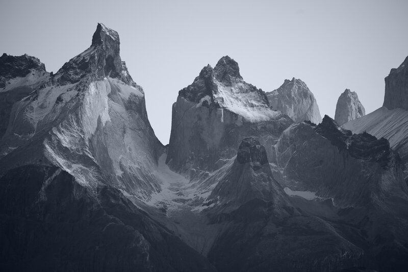 Snow-covered Mountain Peaks — Gray, Dramatic, Photograph, Mountains, Snow