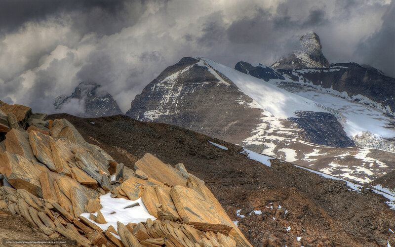 Snow-covered Mountain Peaks — Gray, Dramatic, Photograph, Rocks