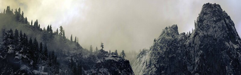 Snow-covered Mountain Peaks — Gray, Dramatic, Winter