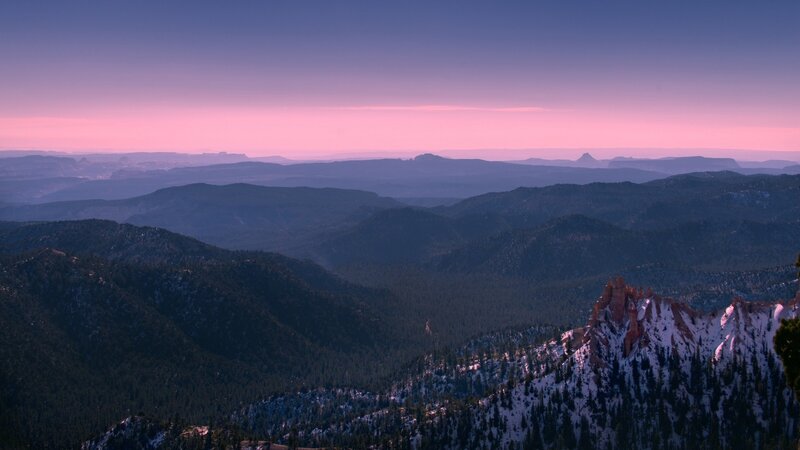 Snow-covered Mountain Peaks — Purple, Serene