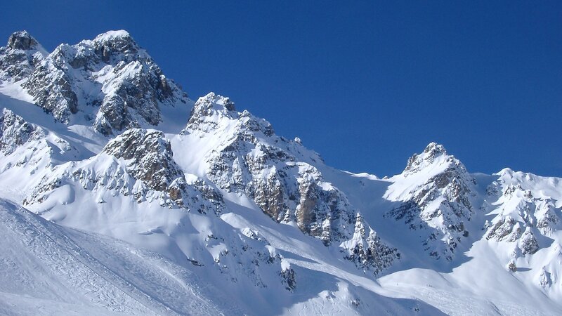 Snow-covered Mountain Peaks — Serene, White
