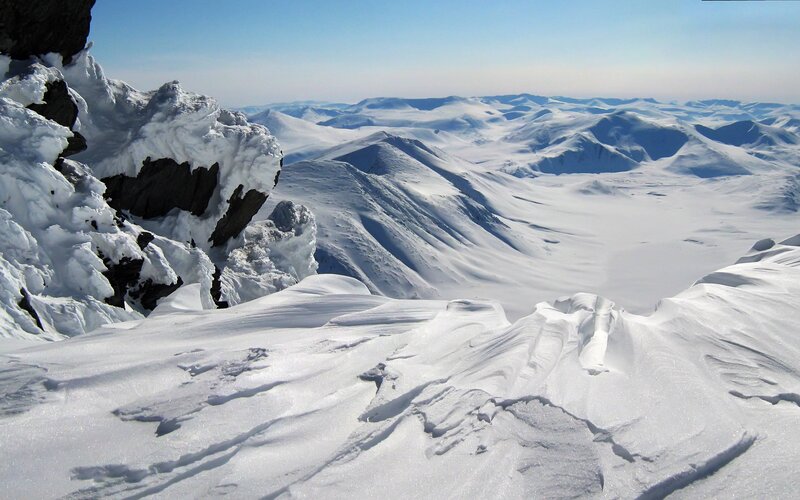 Snow-covered Mountain Peaks — White, Cold, Winter