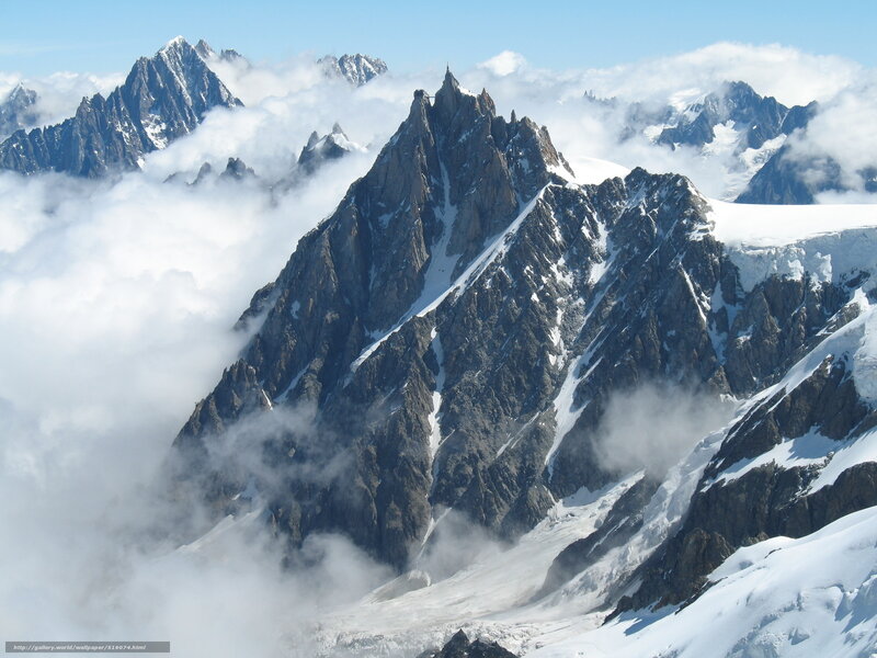 Snow-covered Mountain Peaks — White, Dramatic, Afternoon, Photograph, Clouds, Glaciers