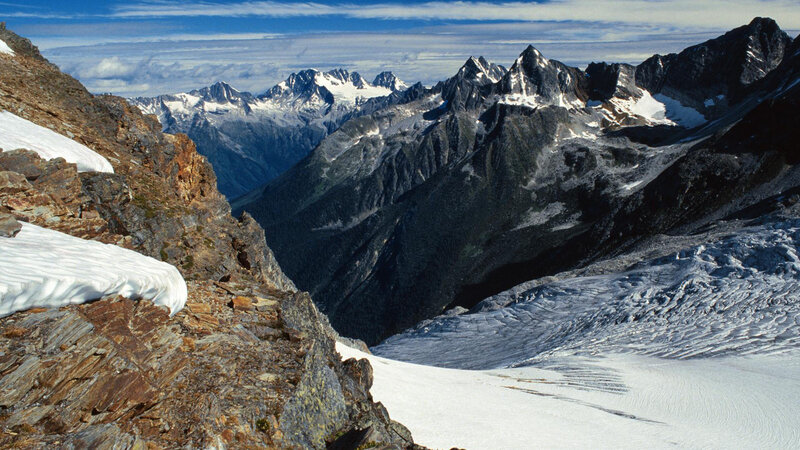Snow-covered Mountain Peaks — White, Dramatic, Afternoon, Photograph, Mountains