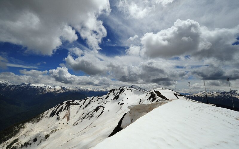 Snow-covered Mountain Peaks — White, Dramatic, Afternoon, Photograph