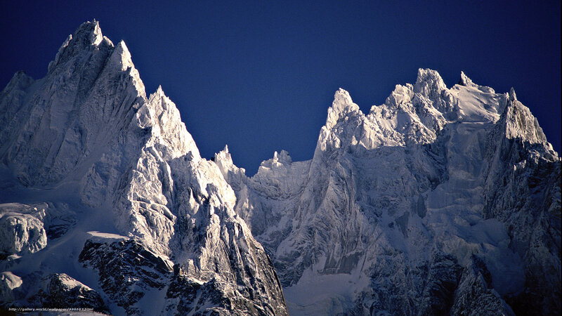 Snow-covered Mountain Peaks — White, Dramatic, Photograph, Mountains, Snow, Sky