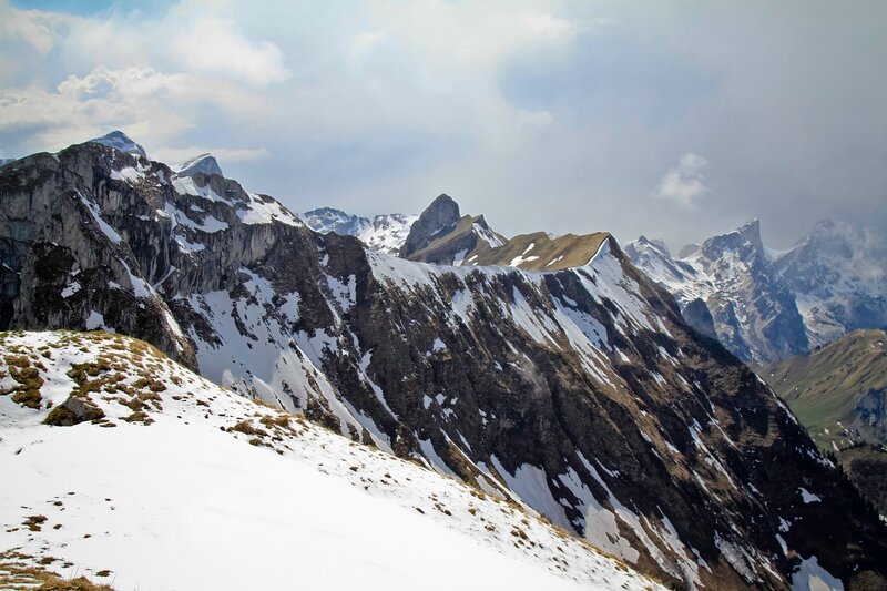 Snow-covered Mountain Peaks — White, Dramatic, Spring