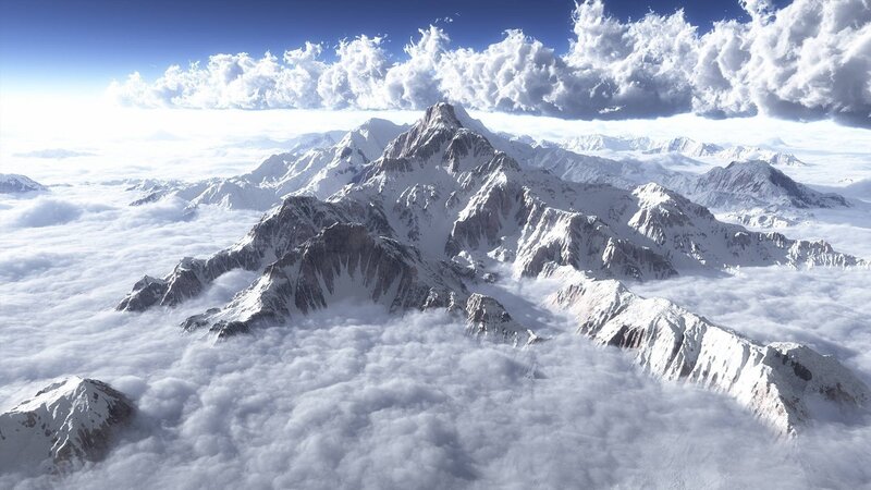 Snow-covered Mountain Peaks — White, Serene, 3d Render
