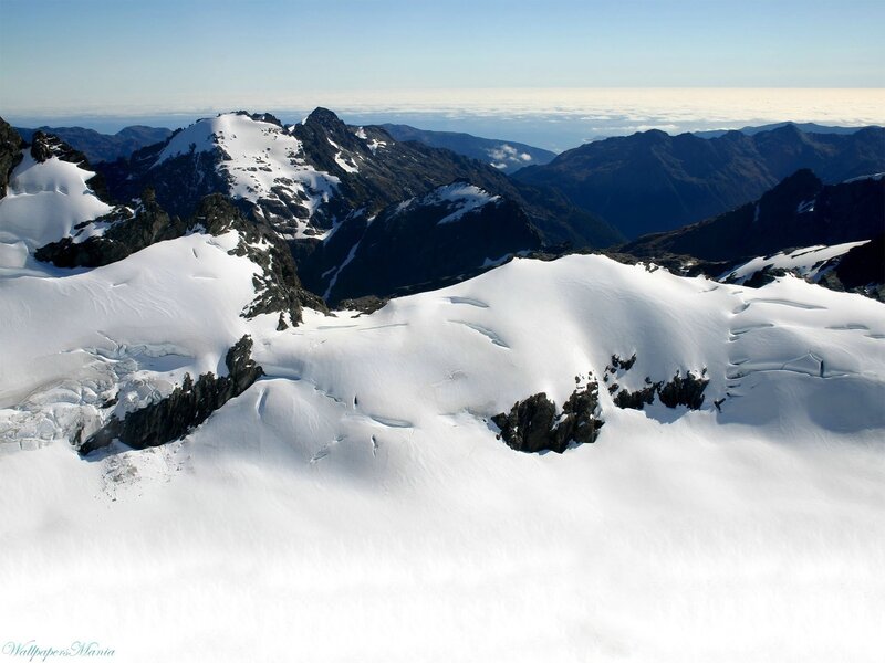 Snow-covered Mountain Peaks — White, Serene, Afternoon, Photograph, Mountains, Snow, Sky, Blue, Black
