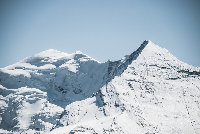 Snow-covered Mountain Peaks — White, Serene, Afternoon, Photograph, Snow