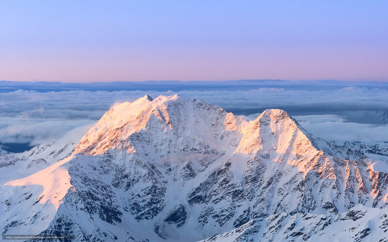 Snow-covered Mountain Peaks — White, Serene, Sunrise
