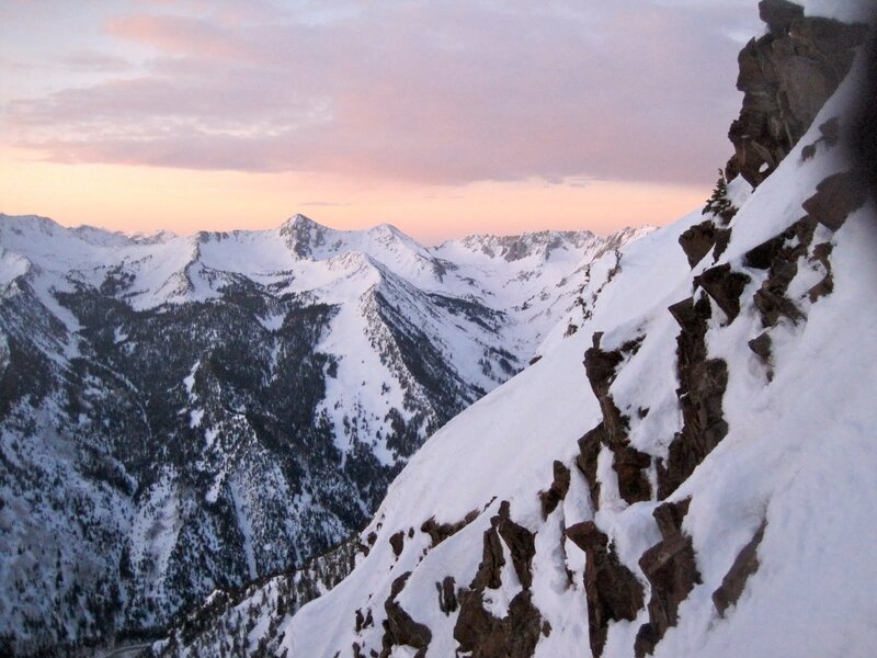 Snow-covered Mountain Peaks — White, Serene, Sunset