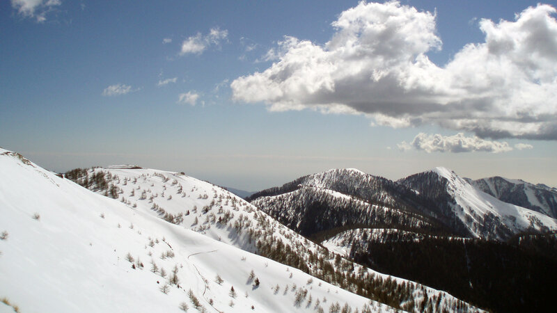 Snow-covered Mountain Peaks — White, Serene, Winter