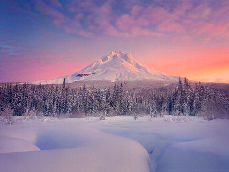 Snow-covered Mountain — Pink