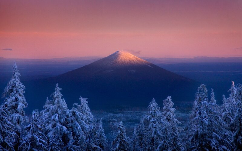Snow-covered Mountain — Purple, Serene, Winter