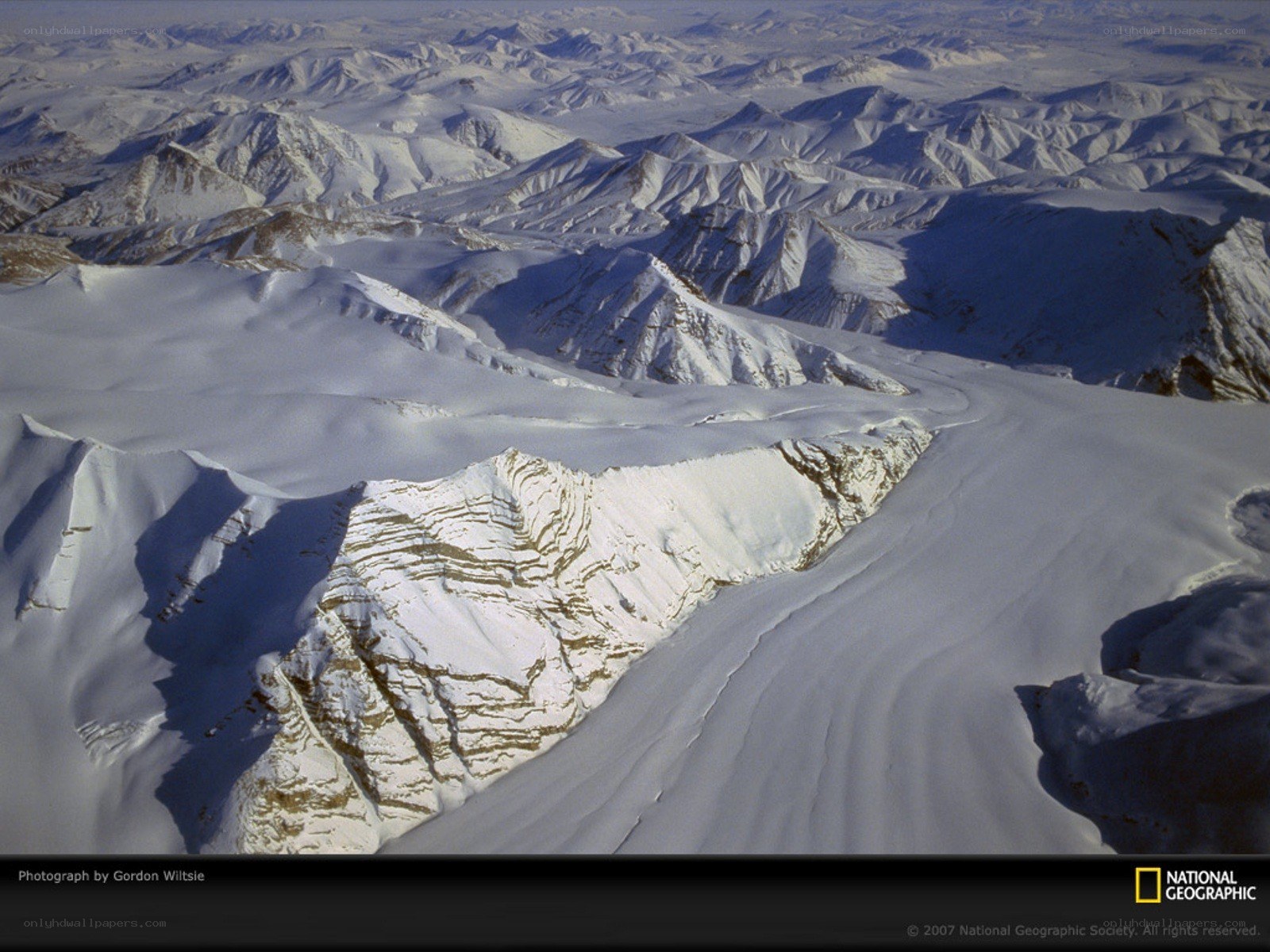 Snow-covered mountain range