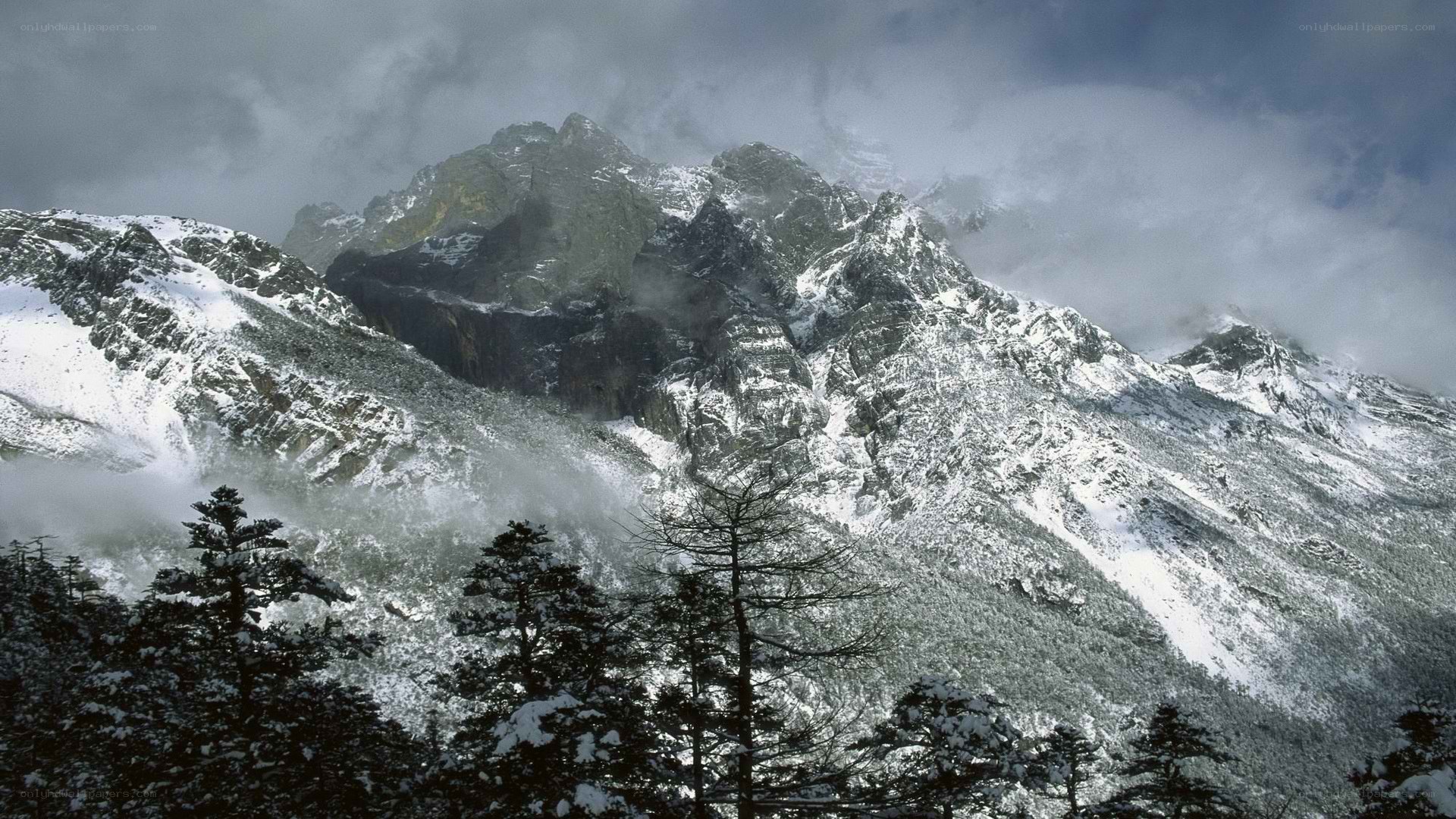 snow-covered mountain range