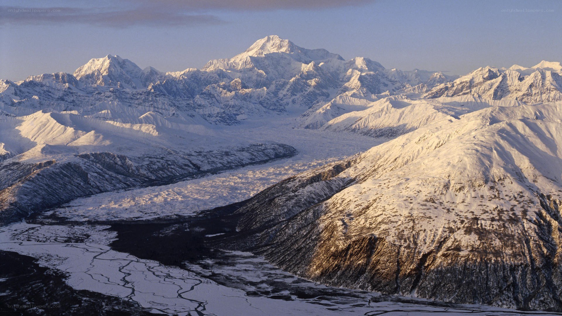 snow-covered mountain range