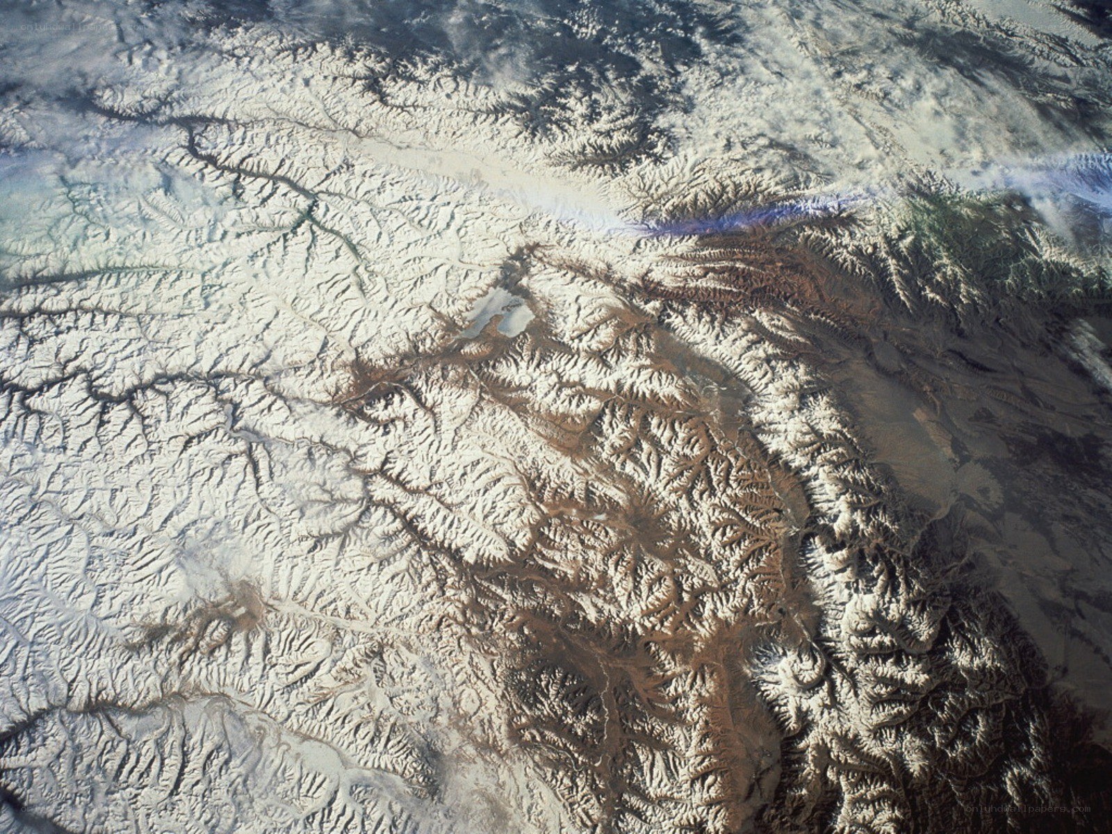 Snow-covered mountain range