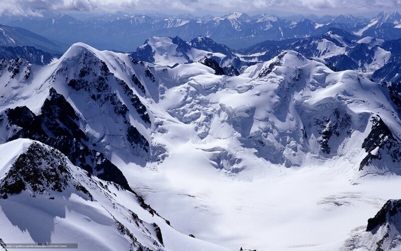 Snow-covered mountain range