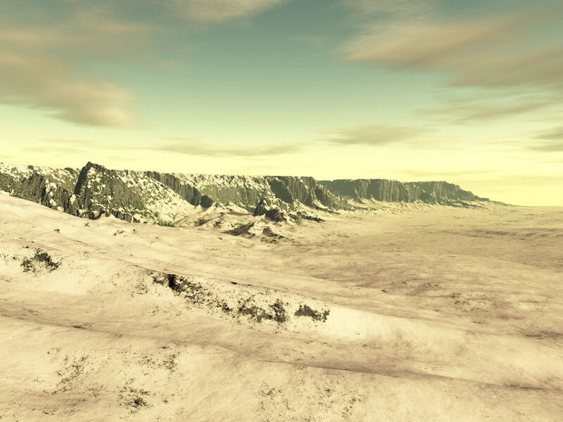 Snow-covered Mountain Range — Beige